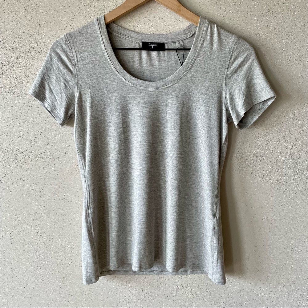 NWT T-Tahari Grey Heather Crew Neck Short Sleeve Tee